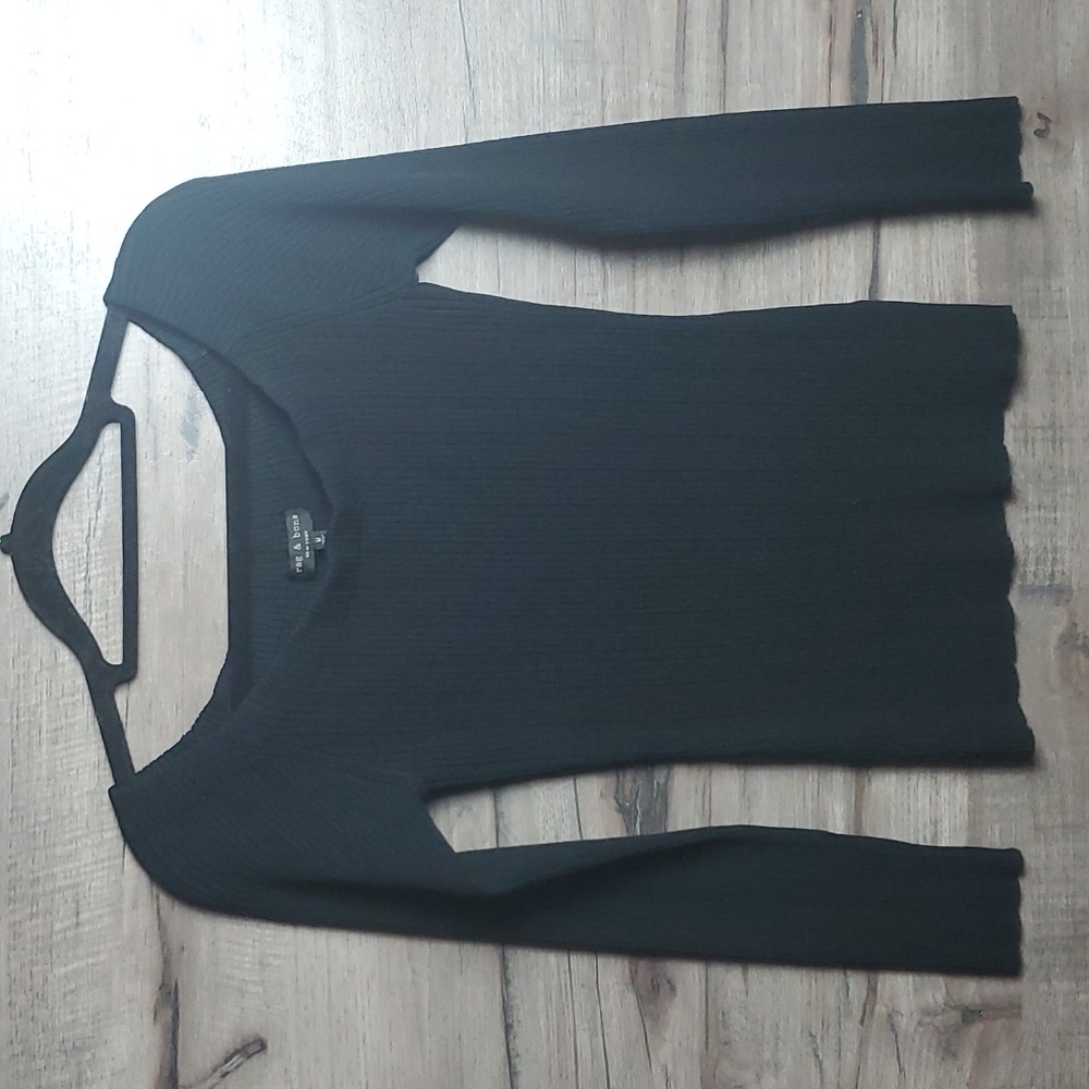 Rag & Bone Black Ribbed Top
